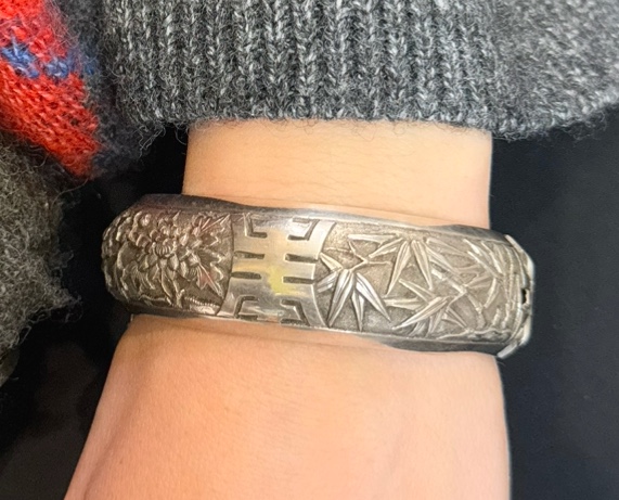 Bracelet jonc feuillage