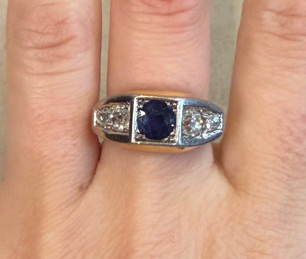 bague saphir et diamants-photo-2