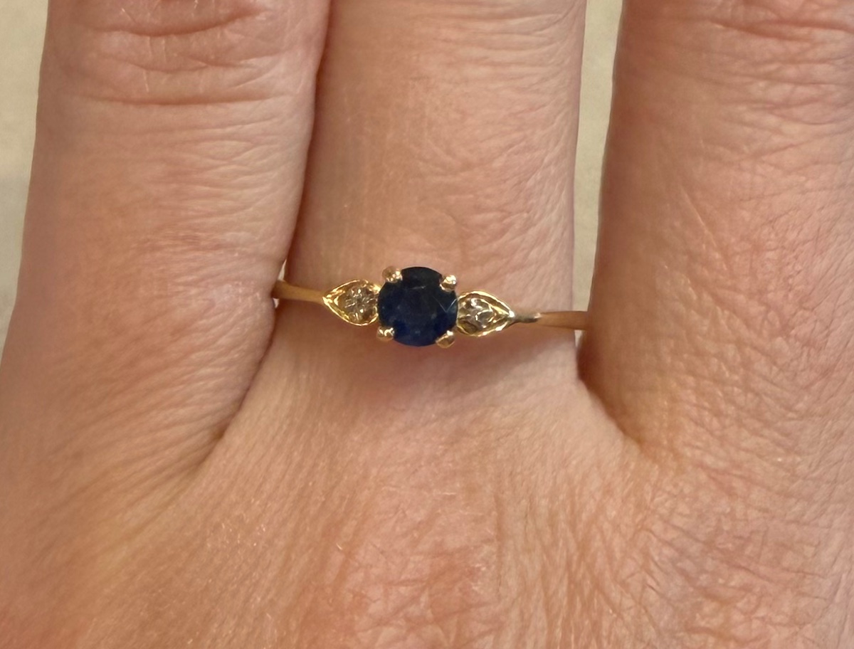 Sapphire And Diamond Line Ring-photo-1