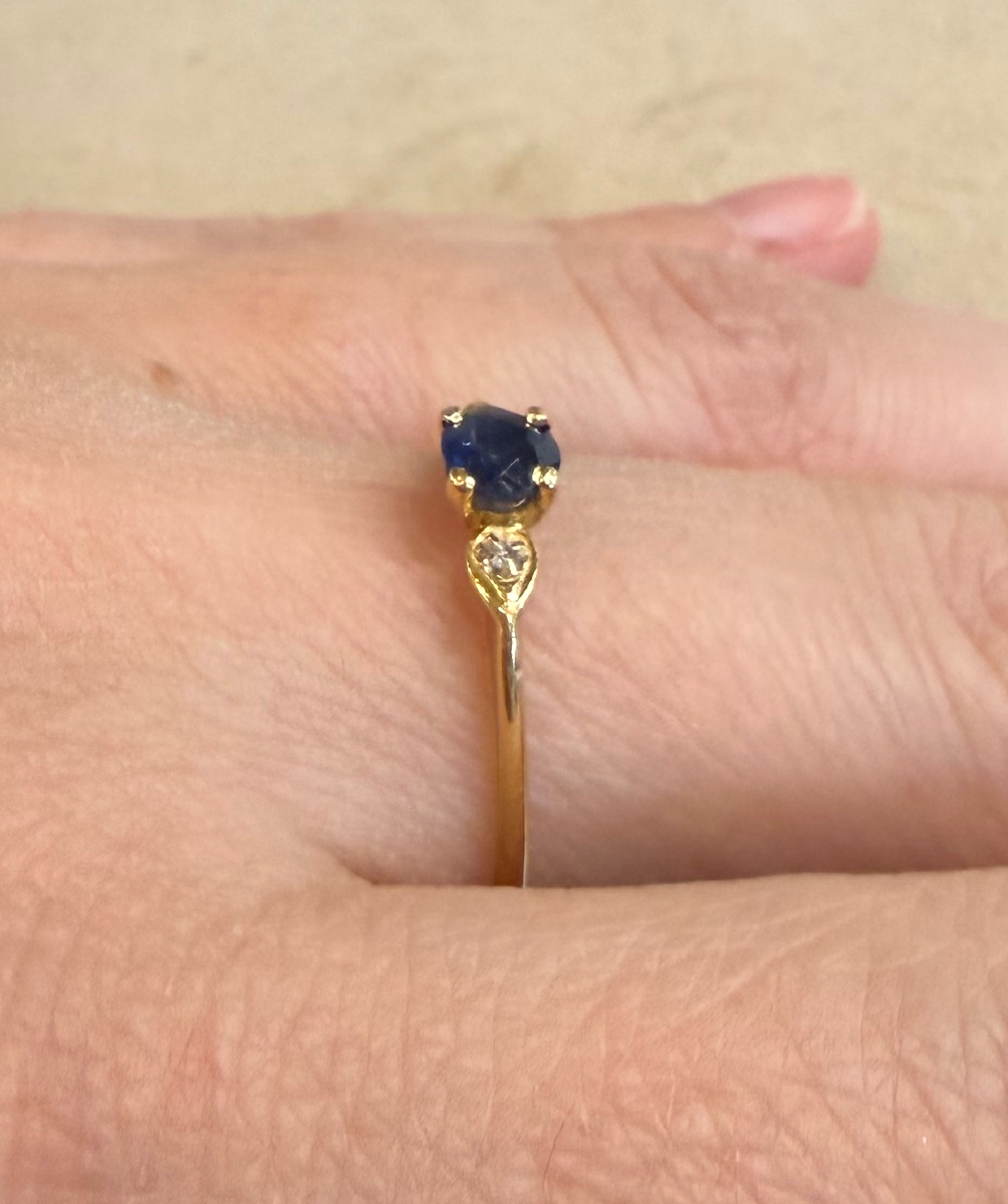 Sapphire And Diamond Line Ring-photo-2