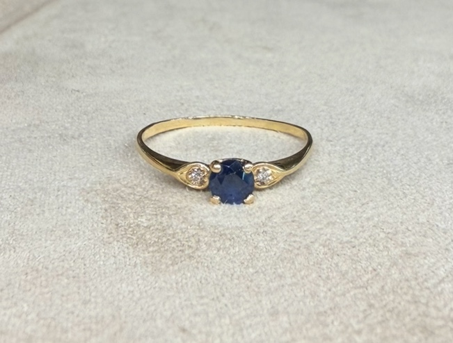 Sapphire And Diamond Line Ring