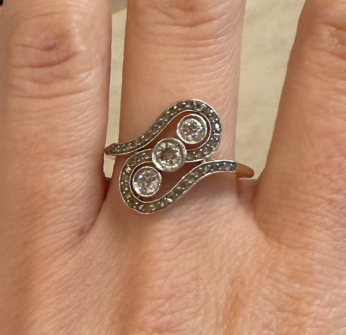 Bague entrelacée diamants 1925-photo-4