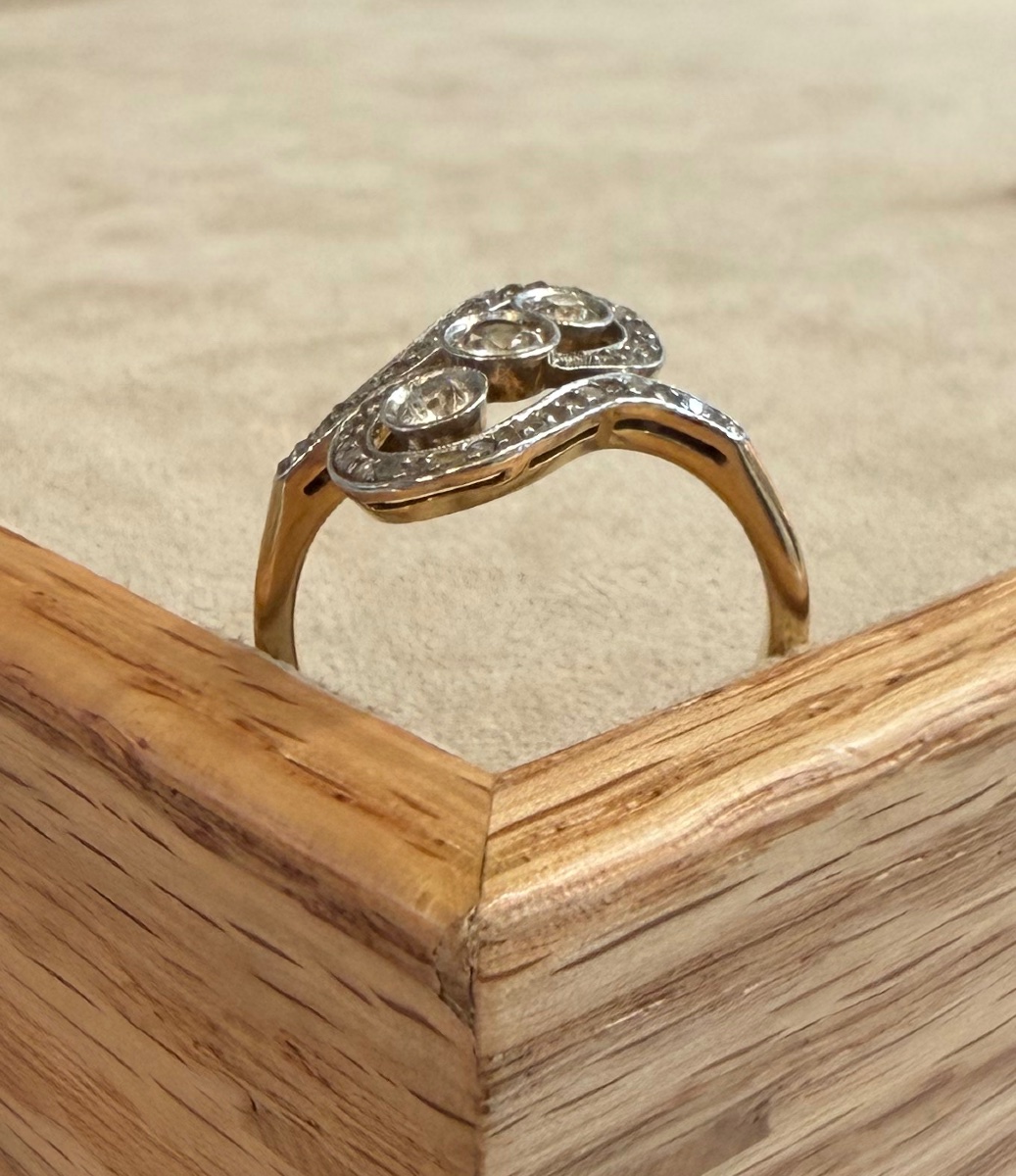 Bague entrelacée diamants 1925-photo-6
