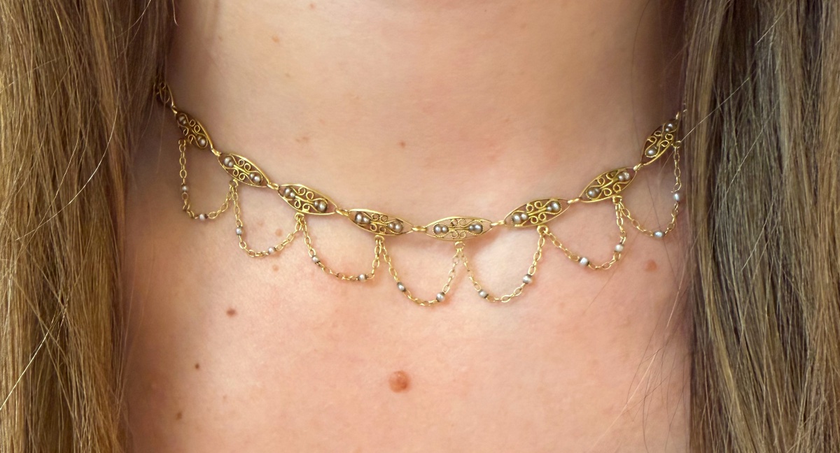 Draperie 19ème perles fines-photo-2