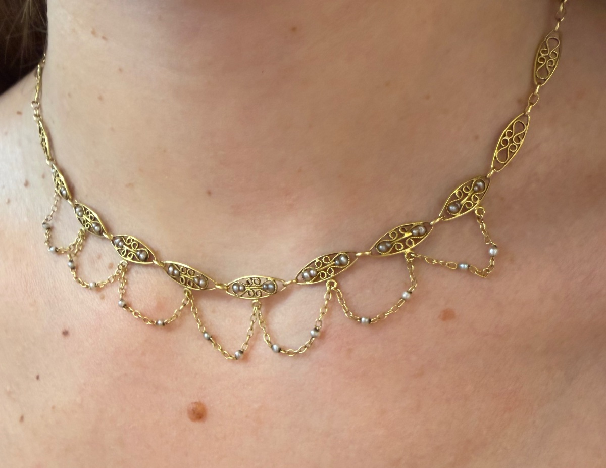 Draperie 19ème perles fines-photo-3