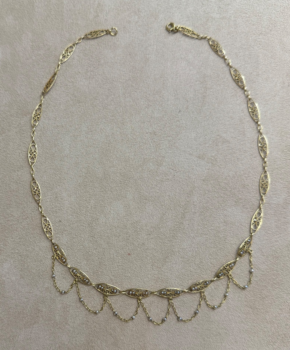 Draperie 19ème perles fines-photo-4