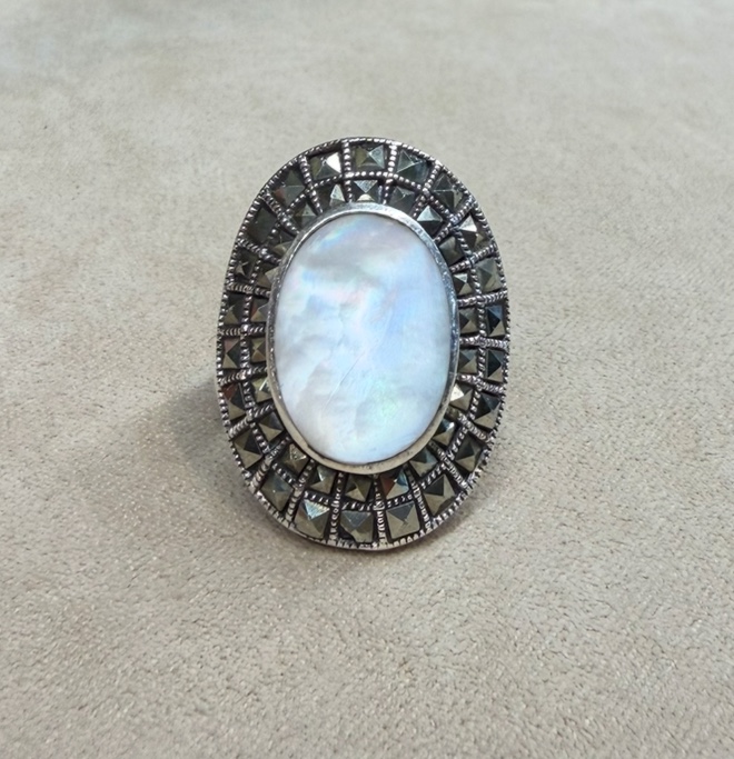 Mother-of-pearl And Marcasite Ring