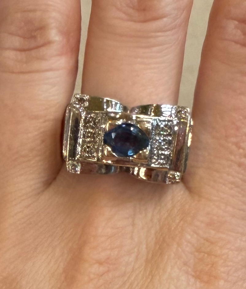 Sapphire And Diamond Tank Ring-photo-5