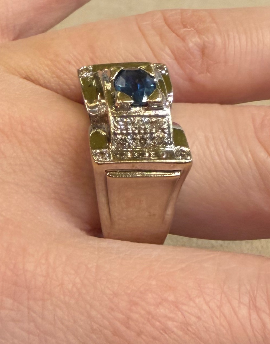 Sapphire And Diamond Tank Ring-photo-6