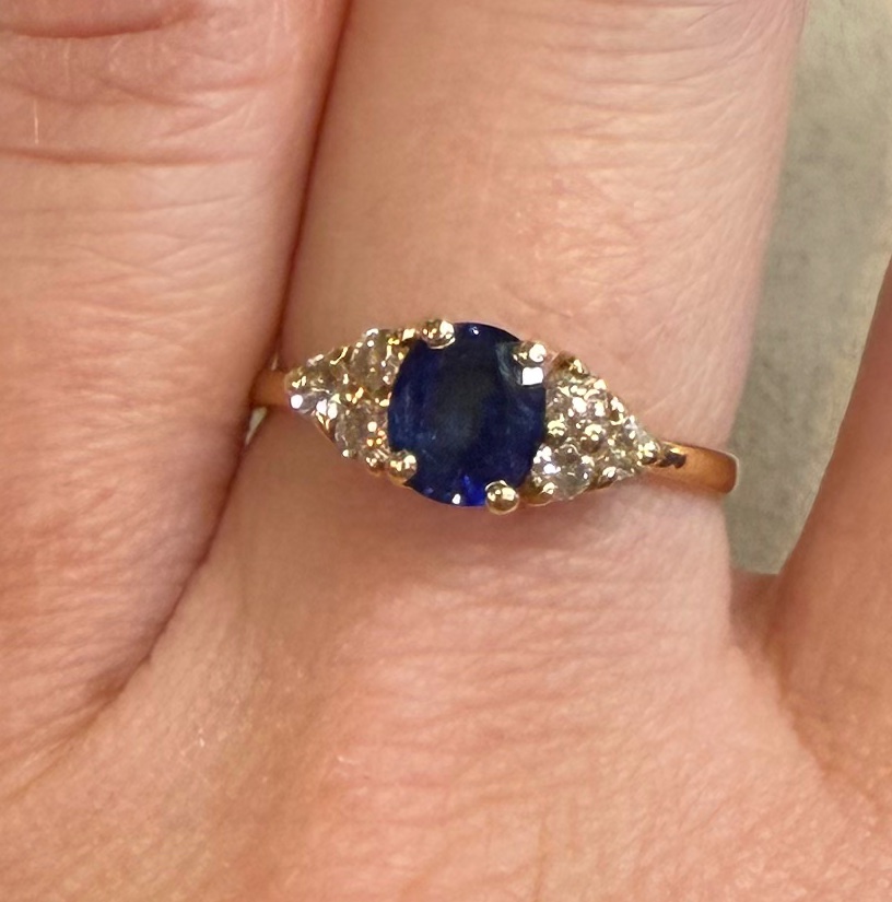 Bague ligne Saphir et Diamants-photo-2