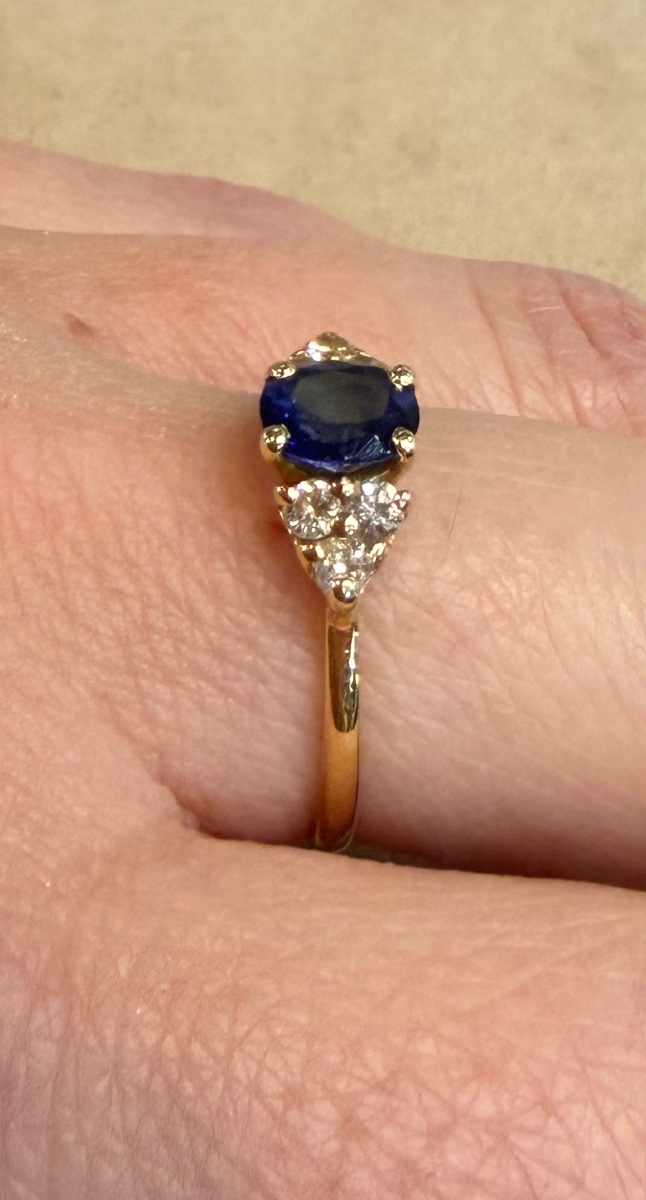 Bague ligne Saphir et Diamants-photo-3