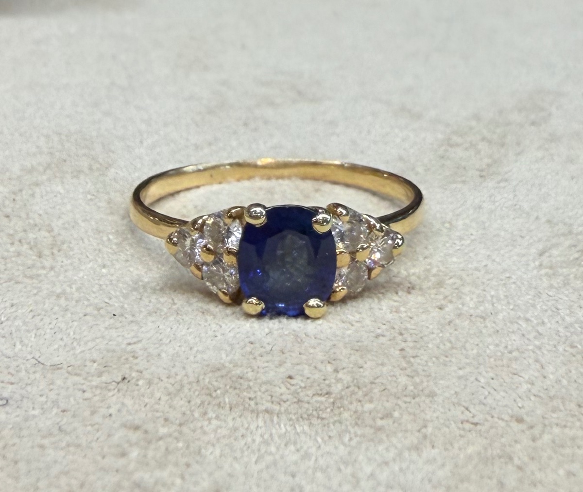 Bague ligne Saphir et Diamants-photo-6