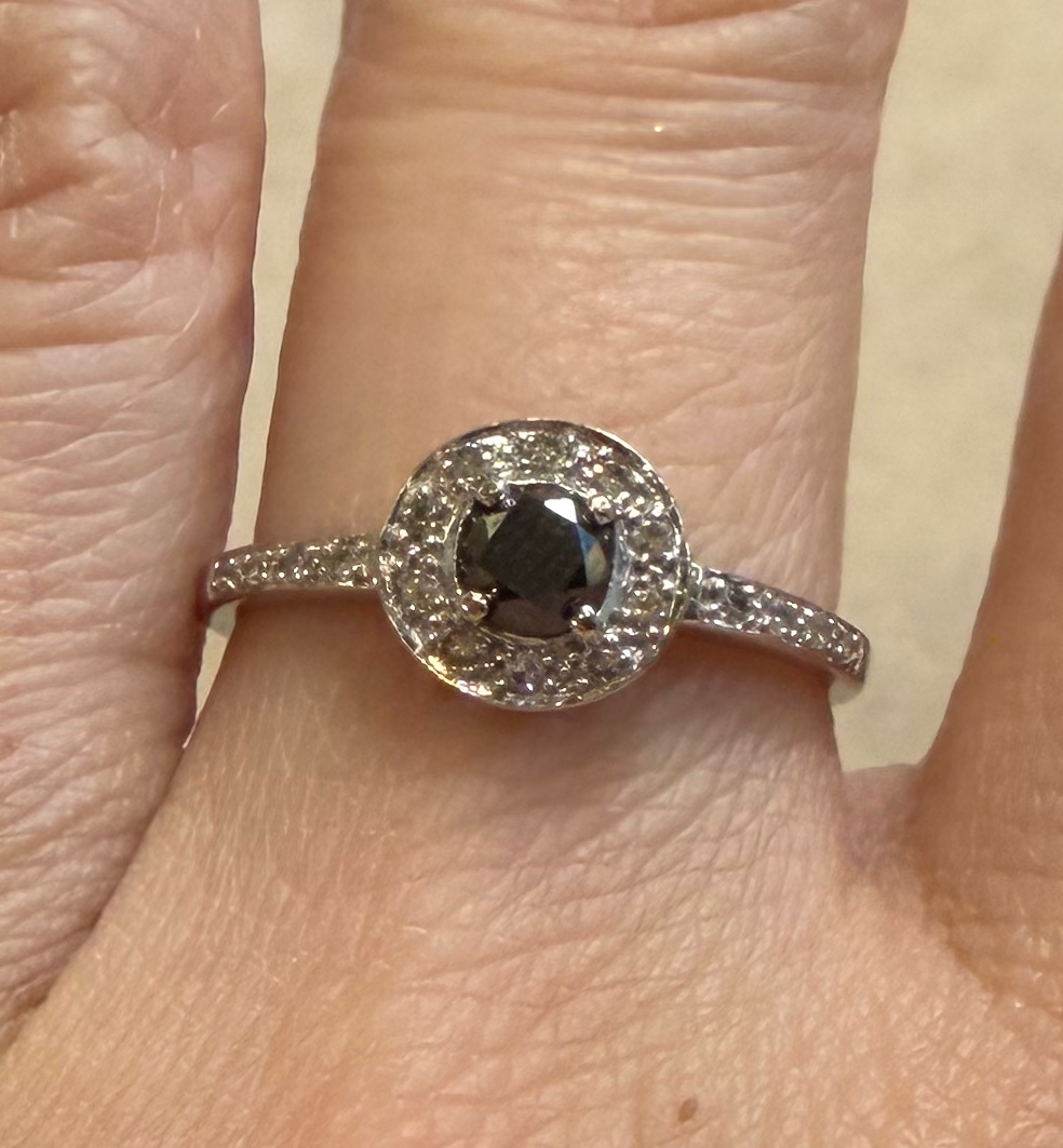 Bague ronde saphir et diamants-photo-2