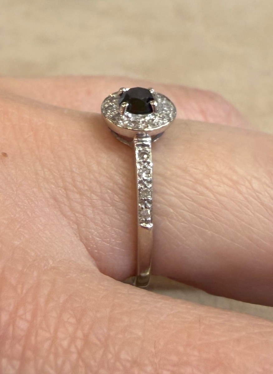 Bague ronde saphir et diamants-photo-3