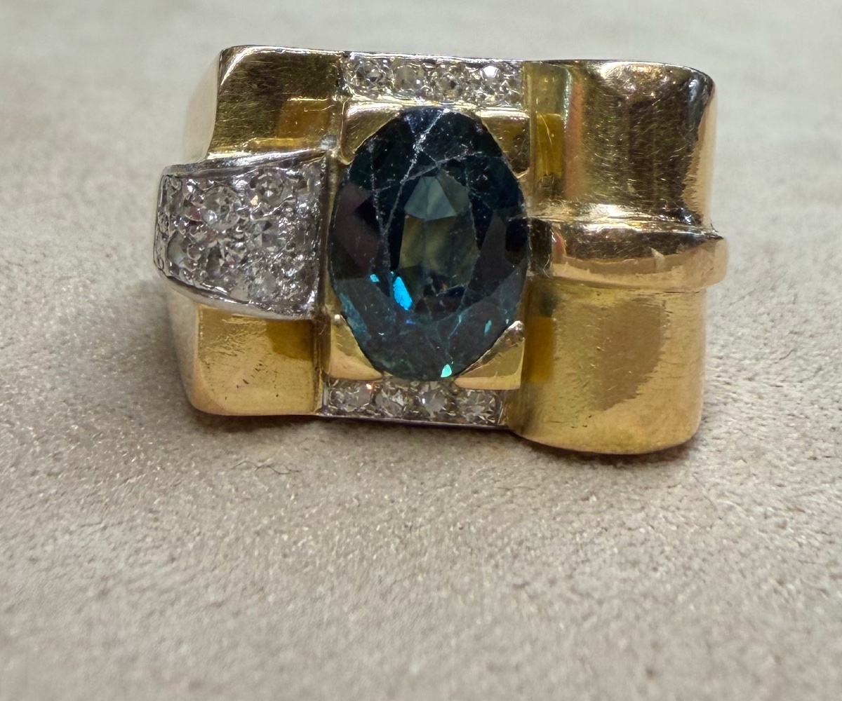 Sapphire And Diamond Tank Ring-photo-4