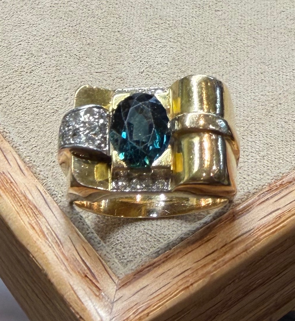 Sapphire And Diamond Tank Ring-photo-5