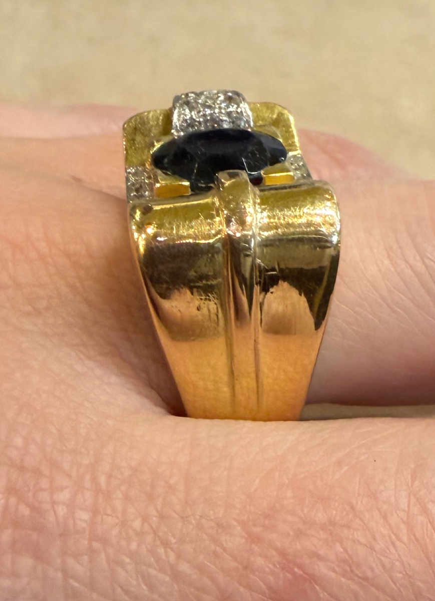 Sapphire And Diamond Tank Ring-photo-6