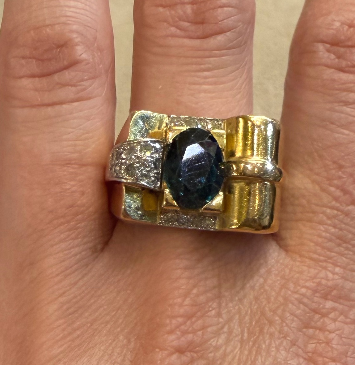 Sapphire And Diamond Tank Ring-photo-7