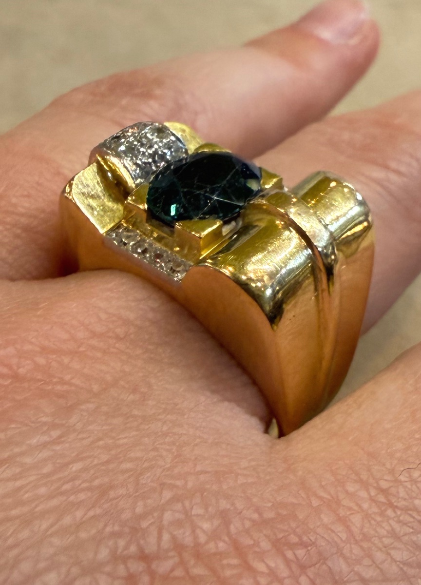 Sapphire And Diamond Tank Ring-photo-8