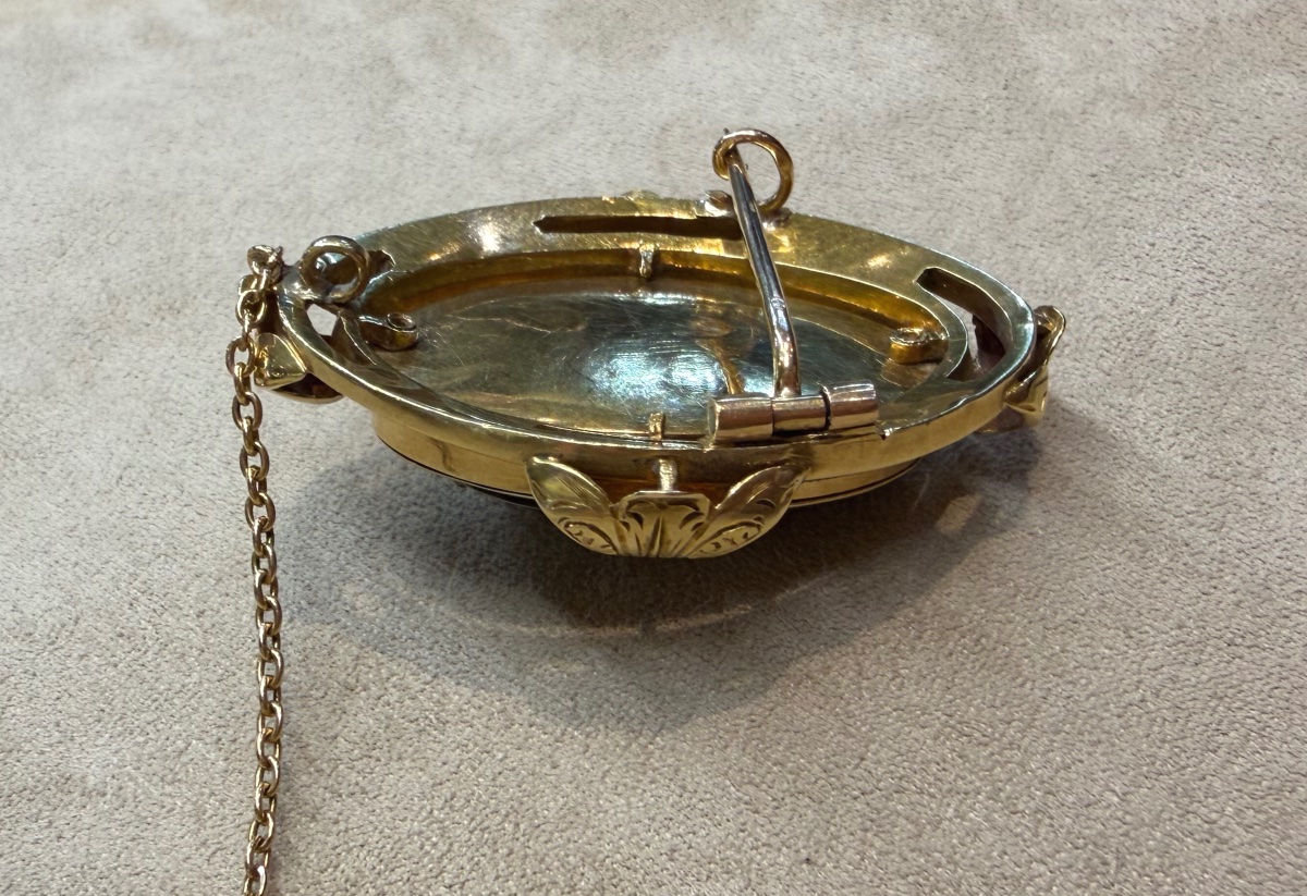 broche émail, perles et roses de diamants-photo-4