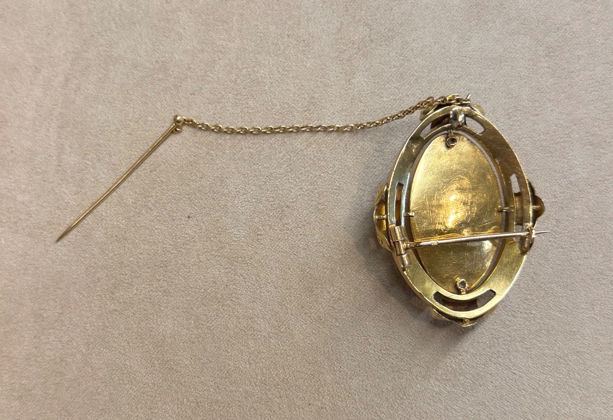 broche émail, perles et roses de diamants-photo-5