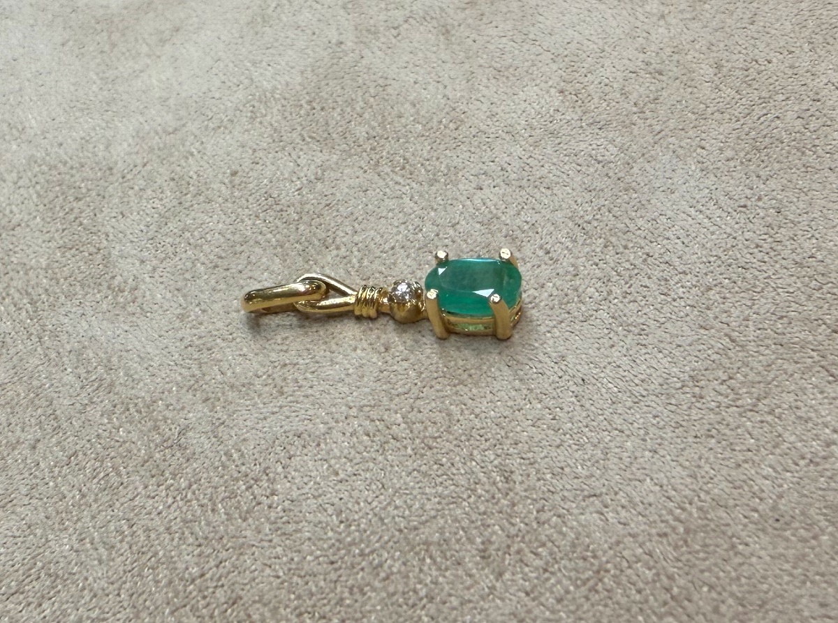 Pendentif emeraude et diamant-photo-1