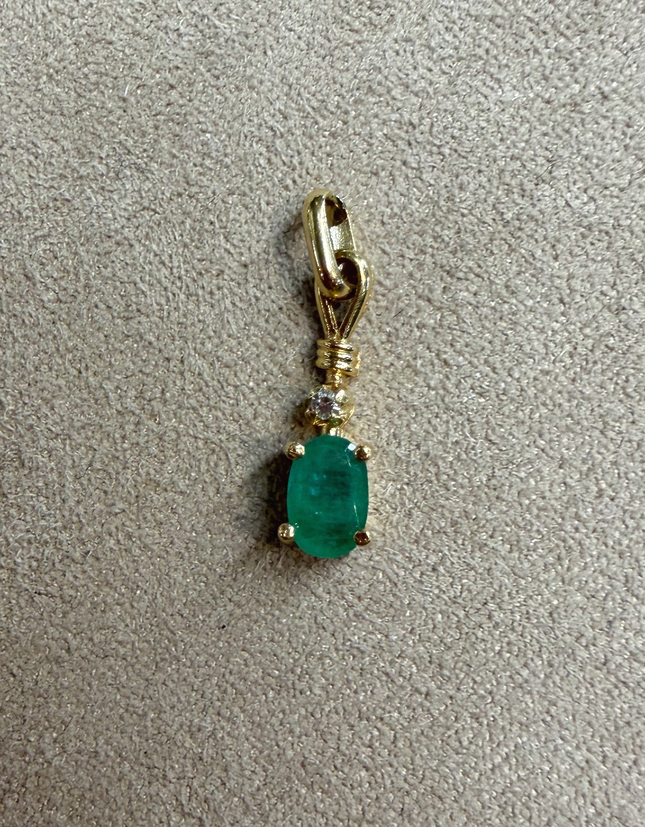 Pendentif emeraude et diamant-photo-2