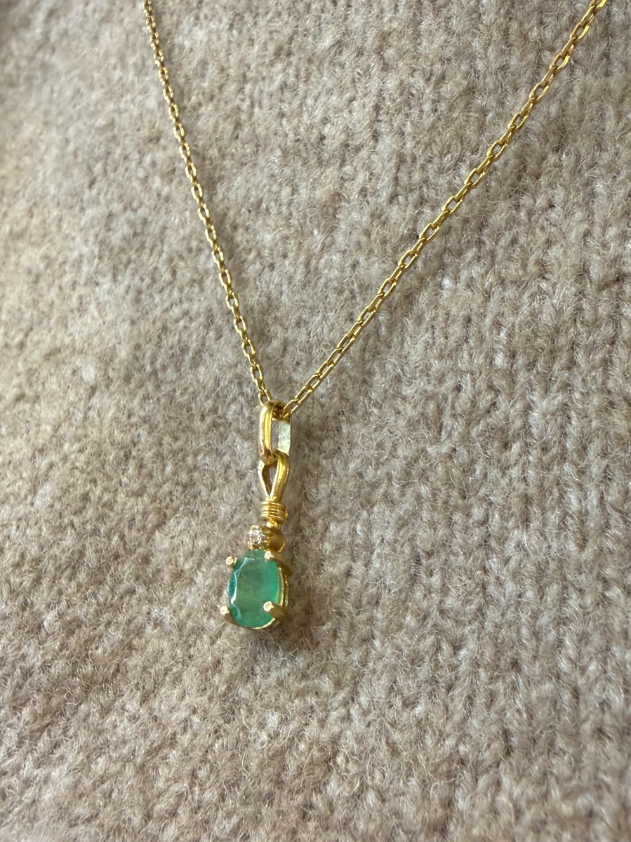 Pendentif emeraude et diamant-photo-4