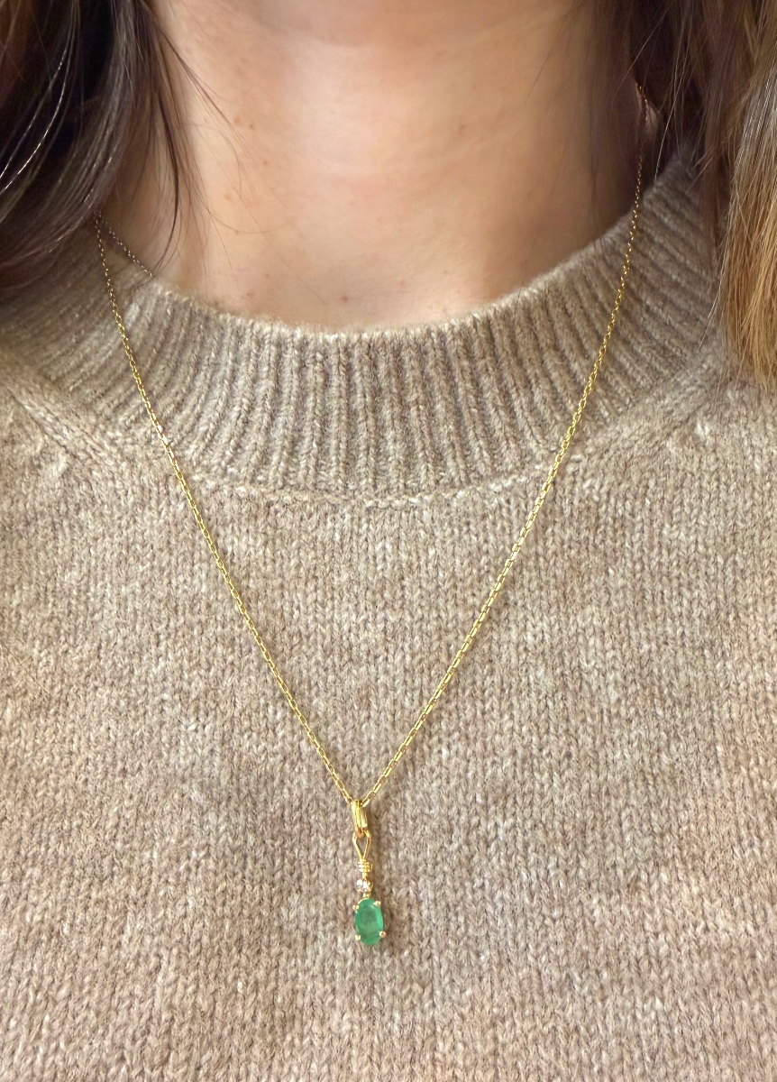 Pendentif emeraude et diamant-photo-5