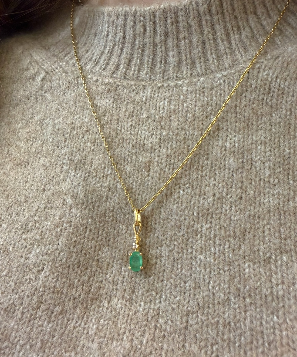 Pendentif emeraude et diamant