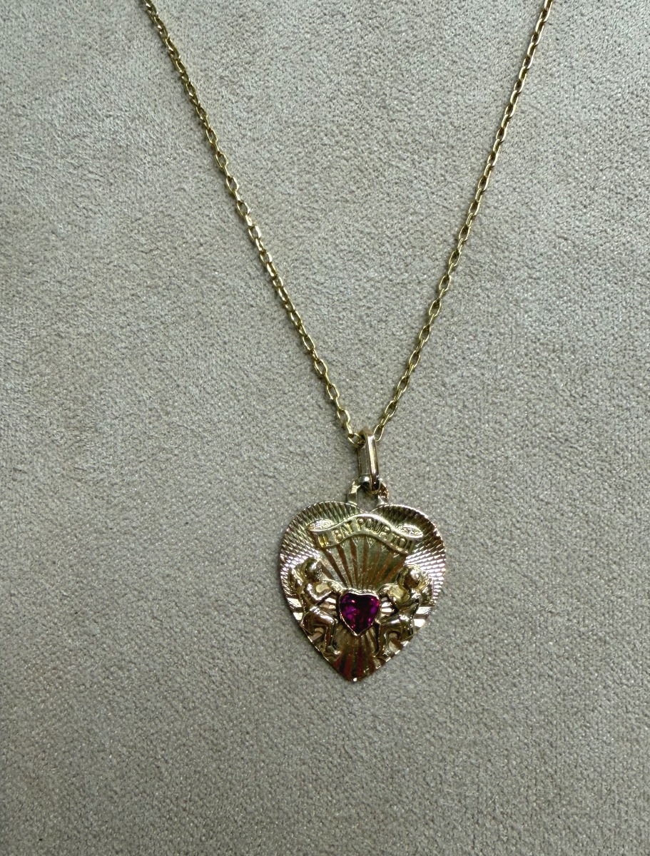 Médaille coeur "il bat pour toi"-photo-1