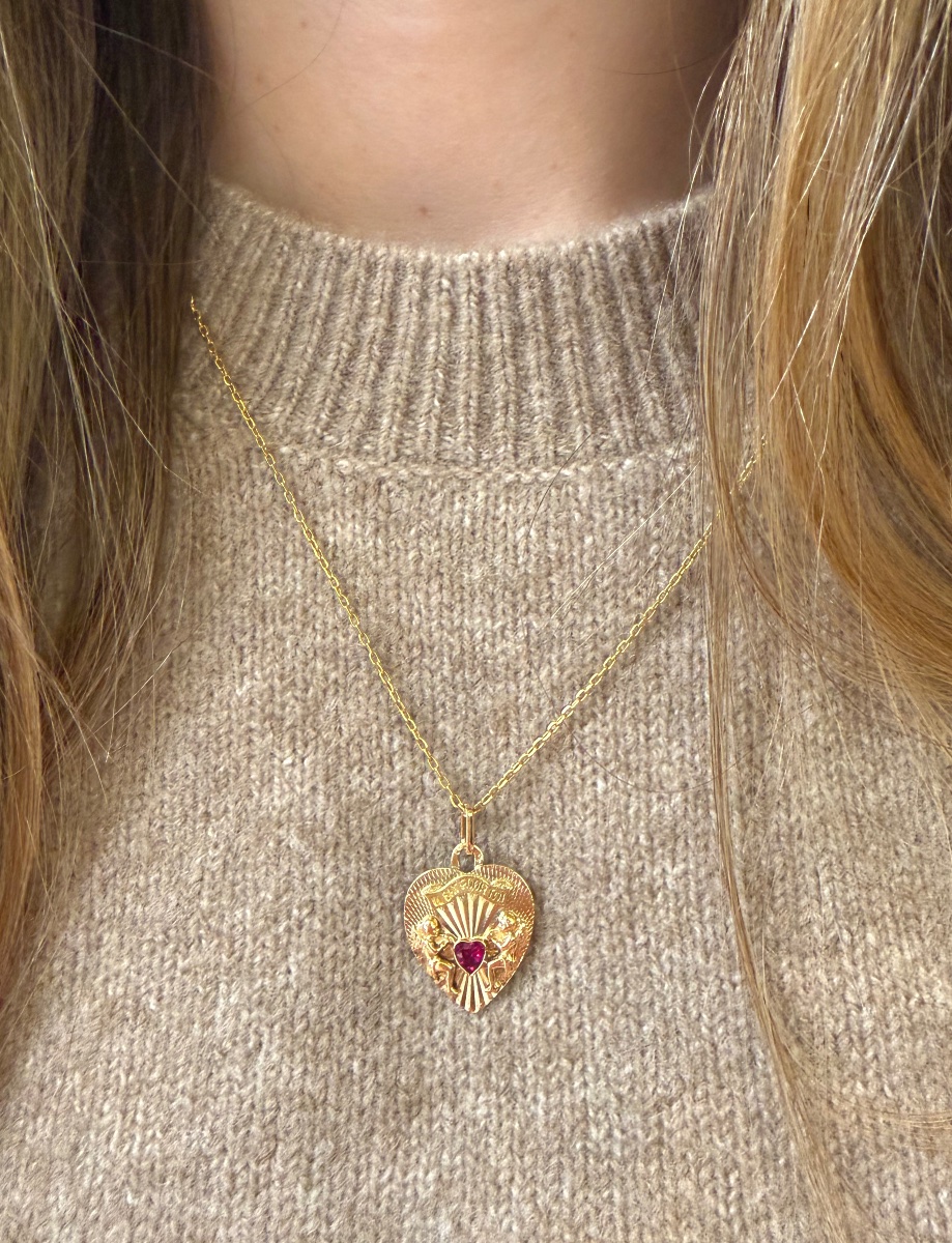 Médaille coeur "il bat pour toi"-photo-3