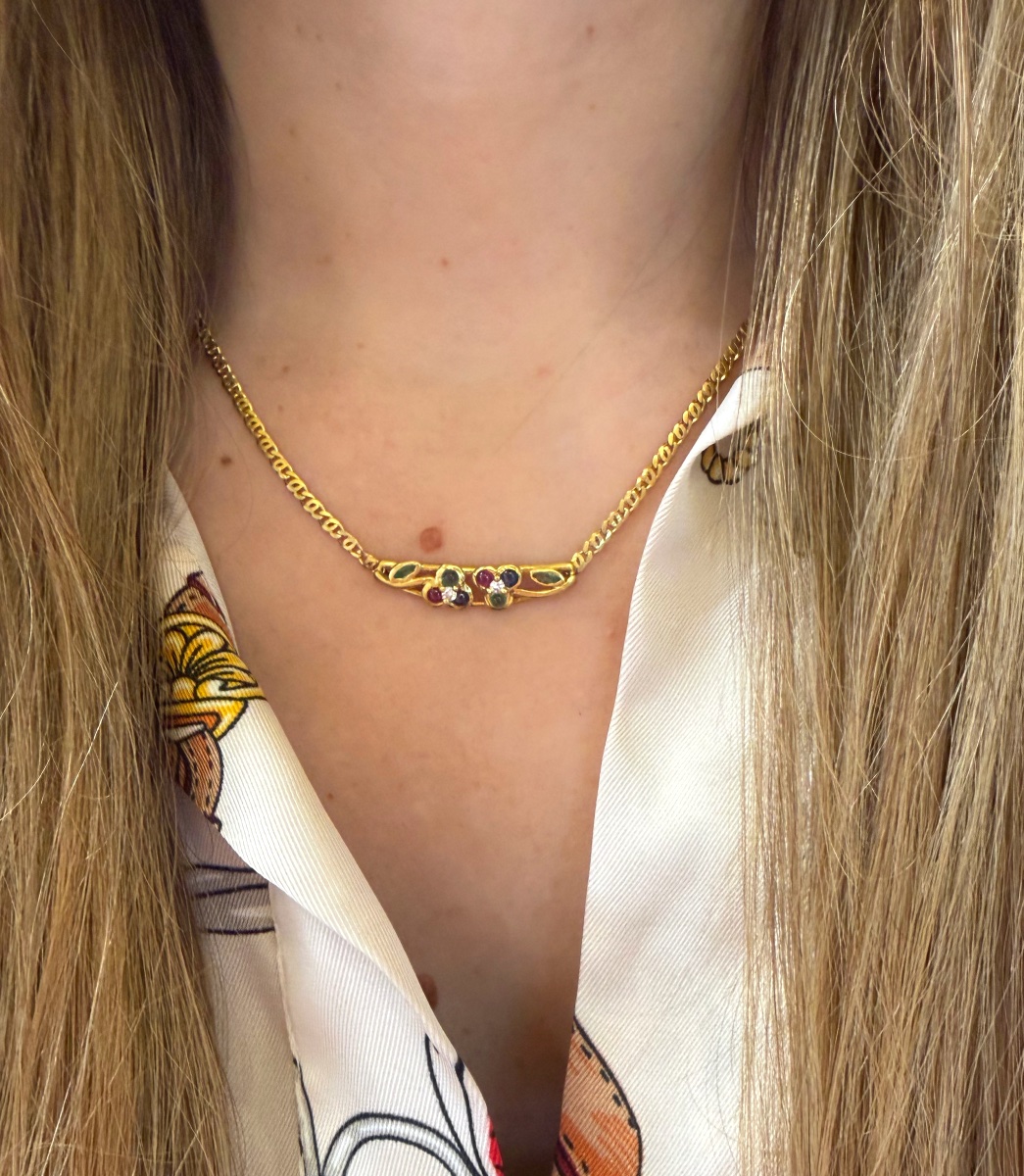 Collier saphirs, emeraudes, rubis et diamants-photo-2