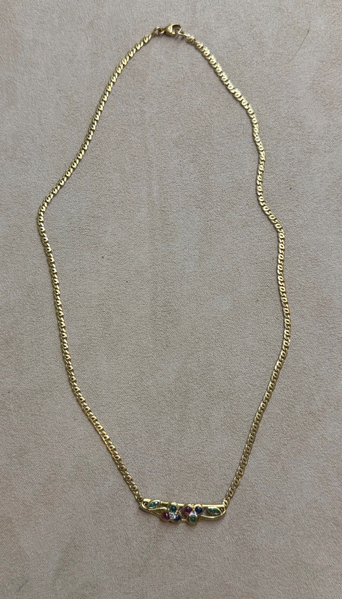 Collier saphirs, emeraudes, rubis et diamants-photo-3