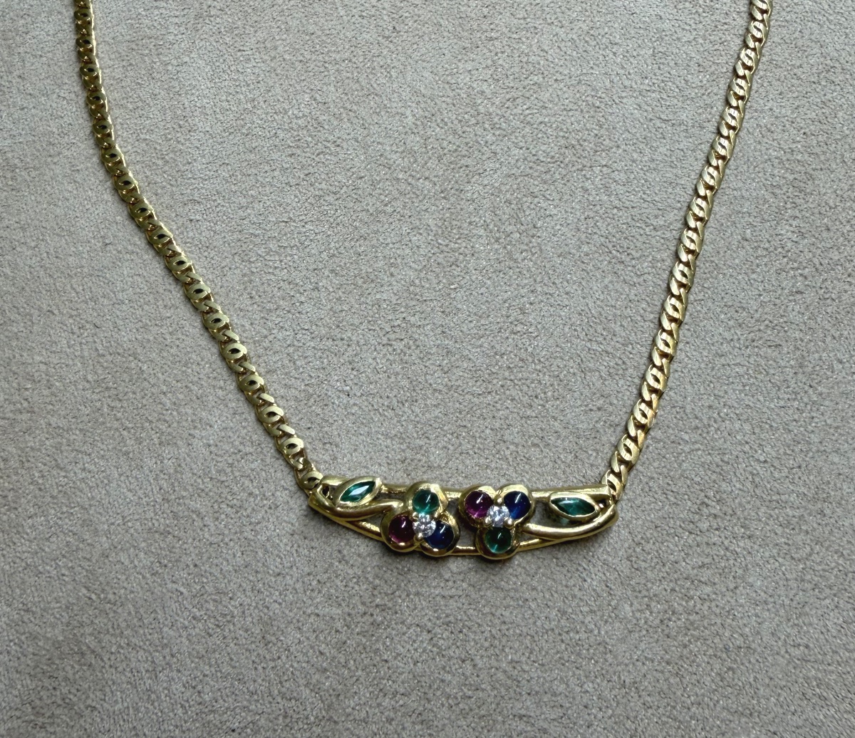 Collier saphirs, emeraudes, rubis et diamants-photo-4