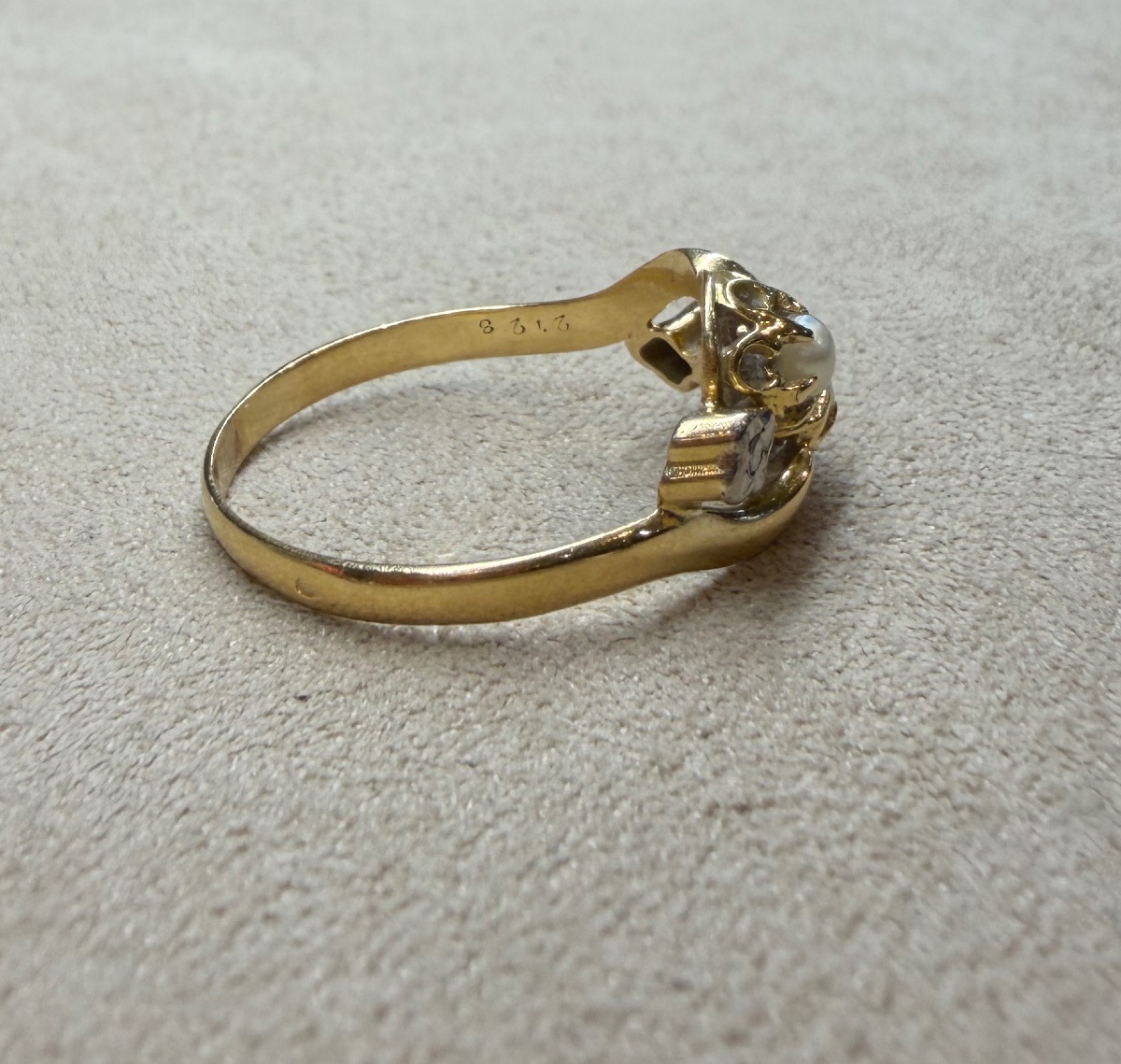 Bague perles et roses de diamants-photo-5