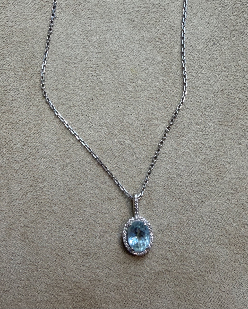 Aquamarine And Diamonds Necklace-photo-2