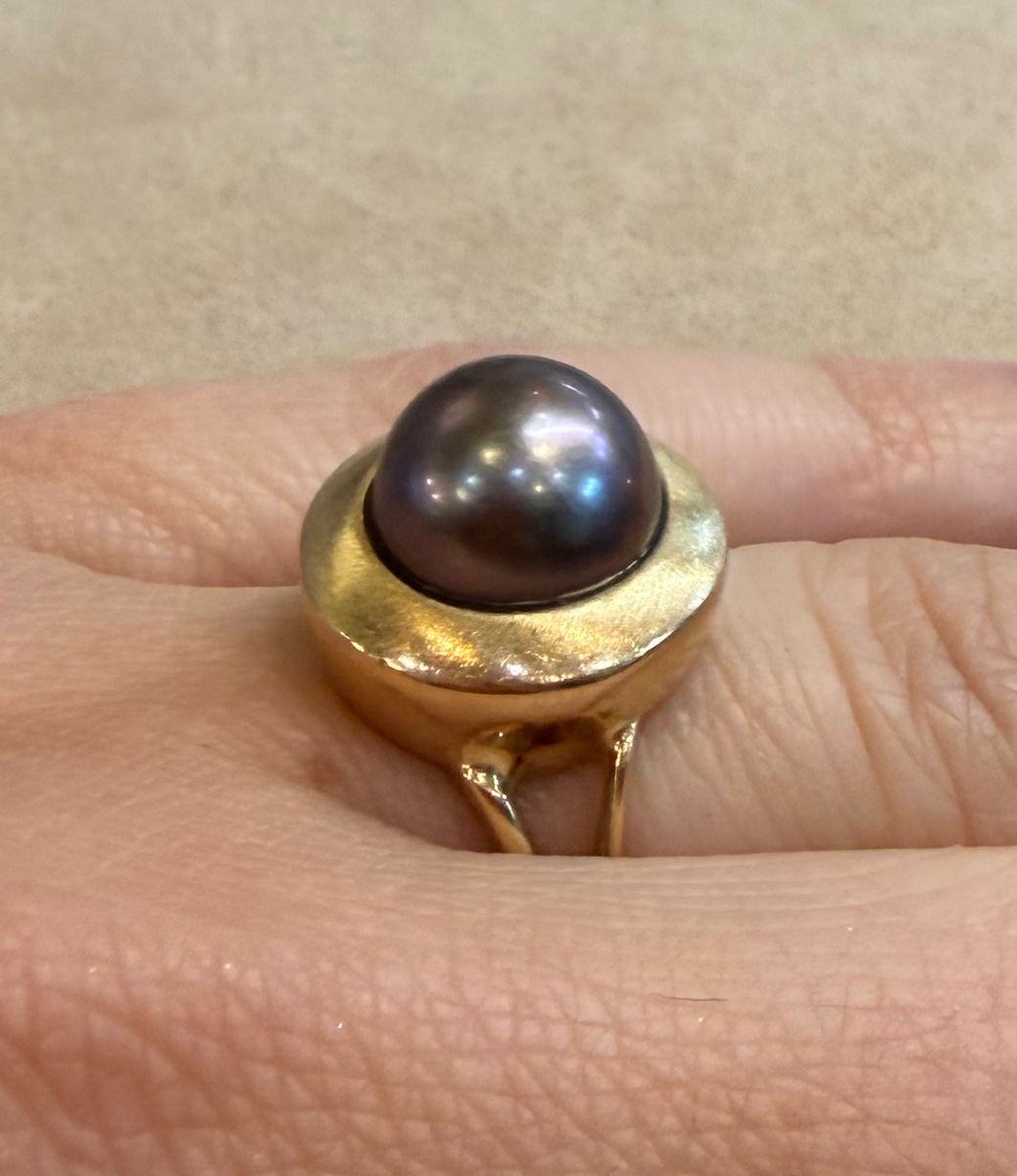 Bague perle grise-photo-5