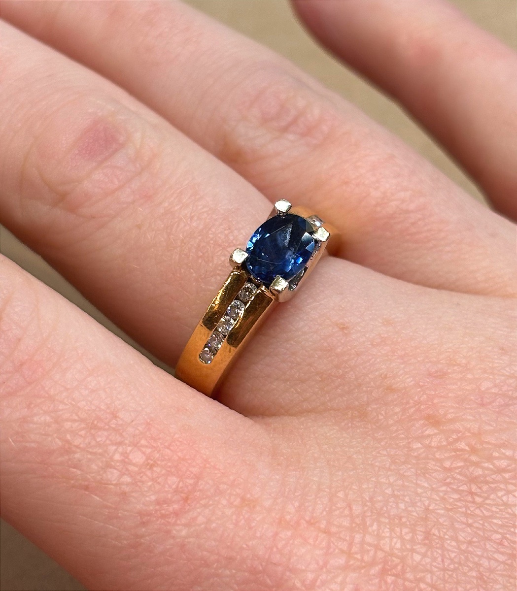 bague saphir et diamants-photo-2