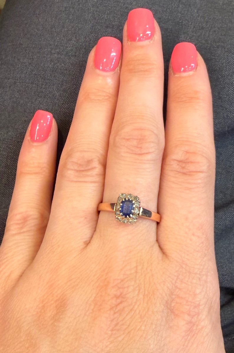 Bague pompadour saphir-photo-2