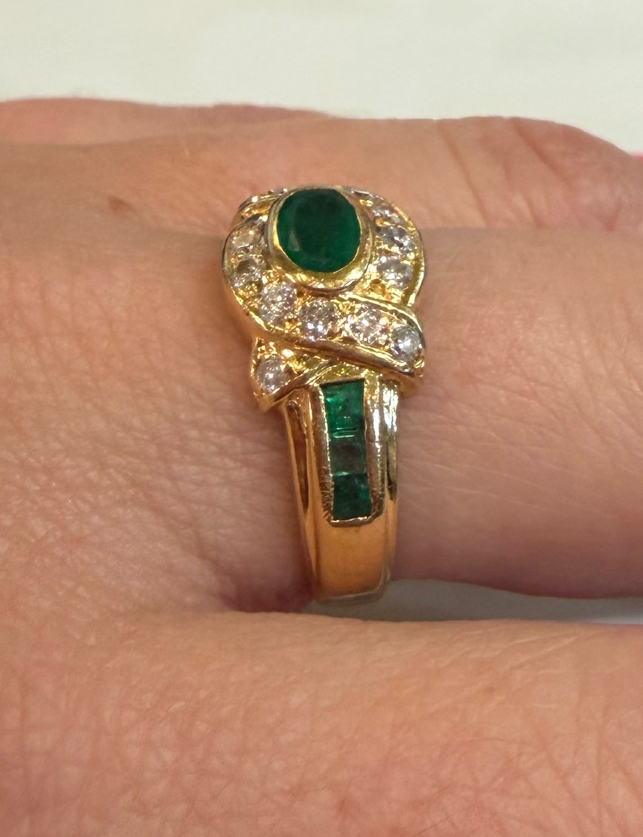 Bague emeraudes et diamants-photo-3