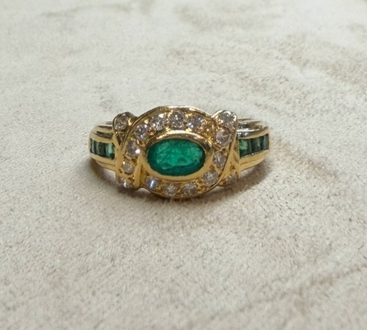Bague emeraudes et diamants