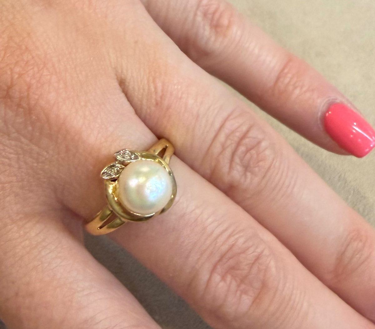 Bague perle et diamants-photo-2