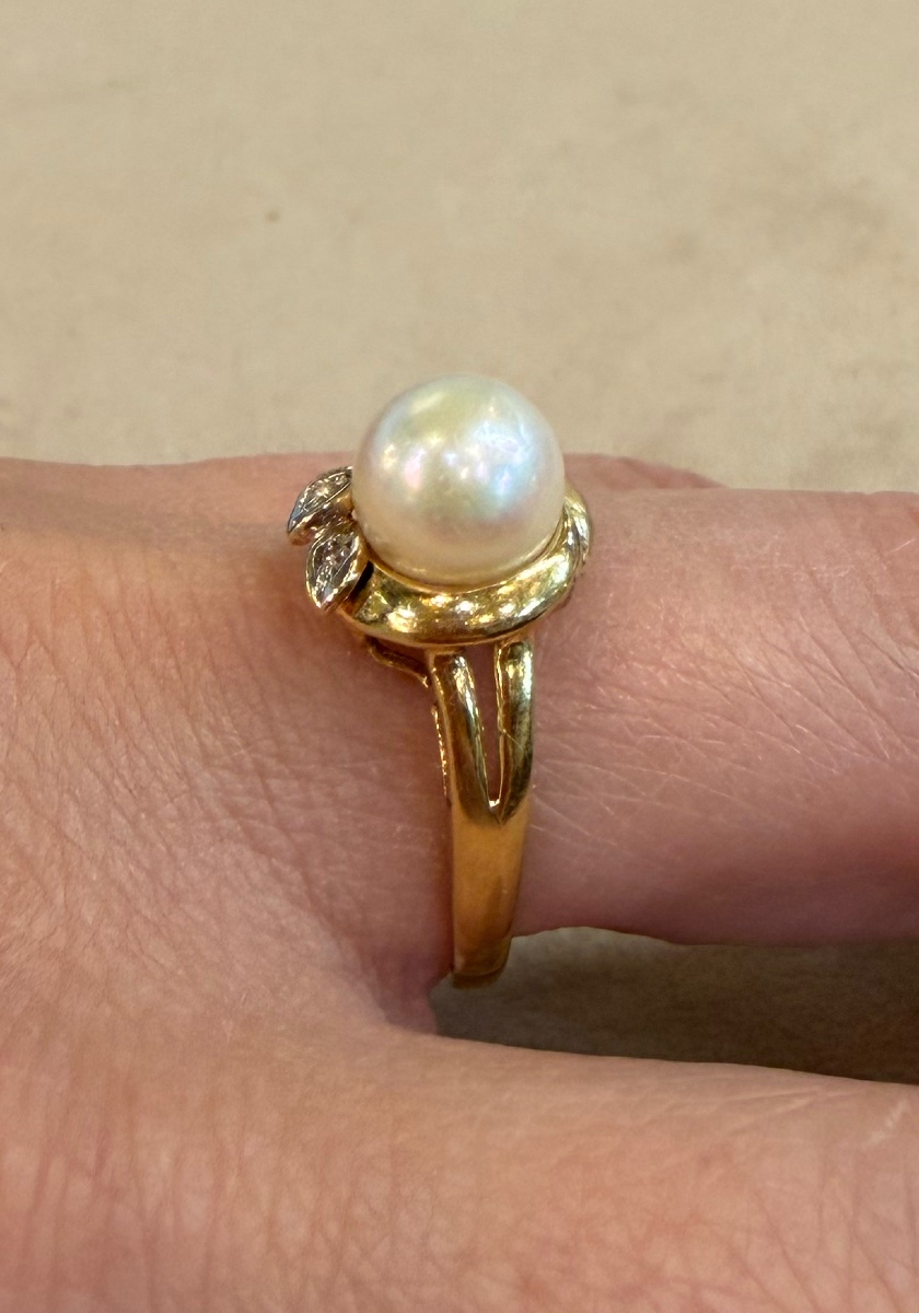Bague perle et diamants-photo-3