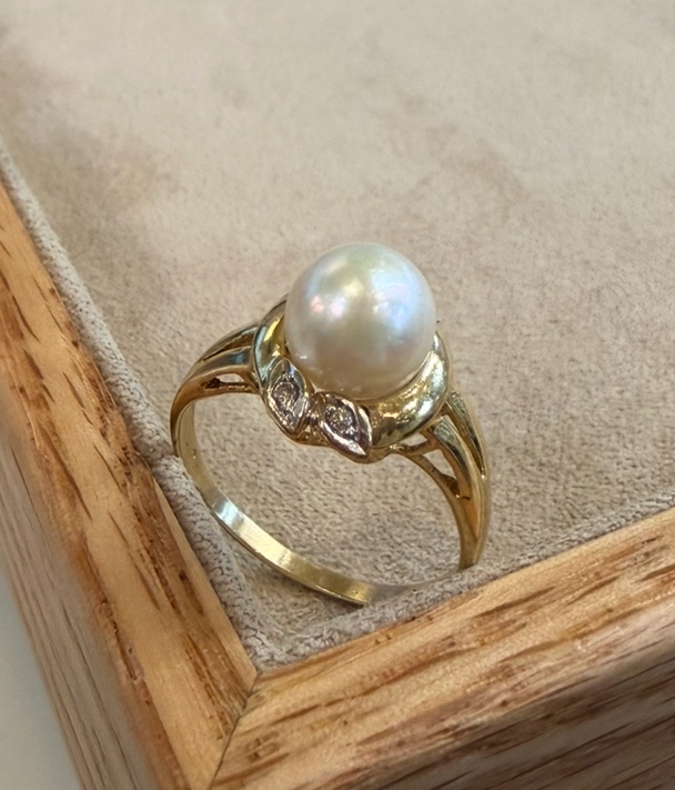 Bague perle et diamants