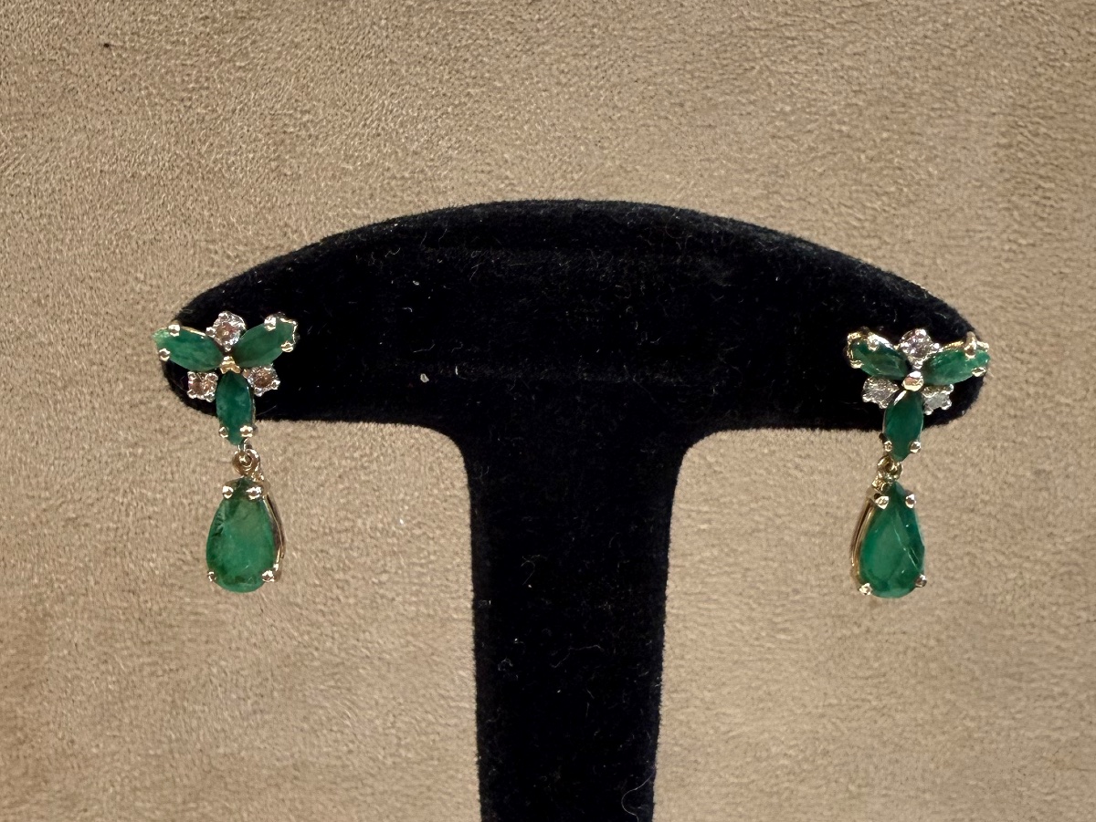 Boucles d'oreille emeraudes et diamants-photo-2