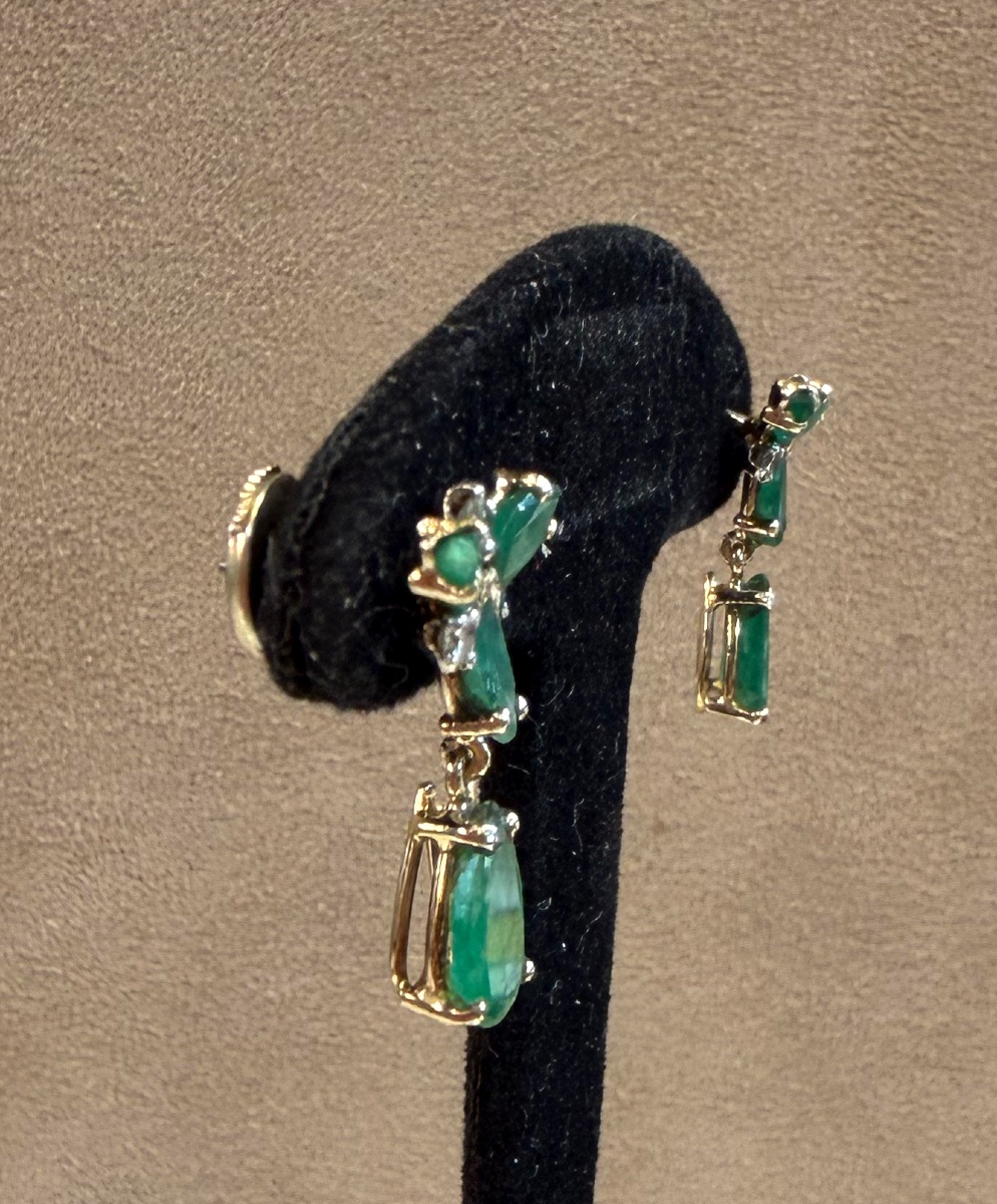 Boucles d'oreille emeraudes et diamants-photo-3