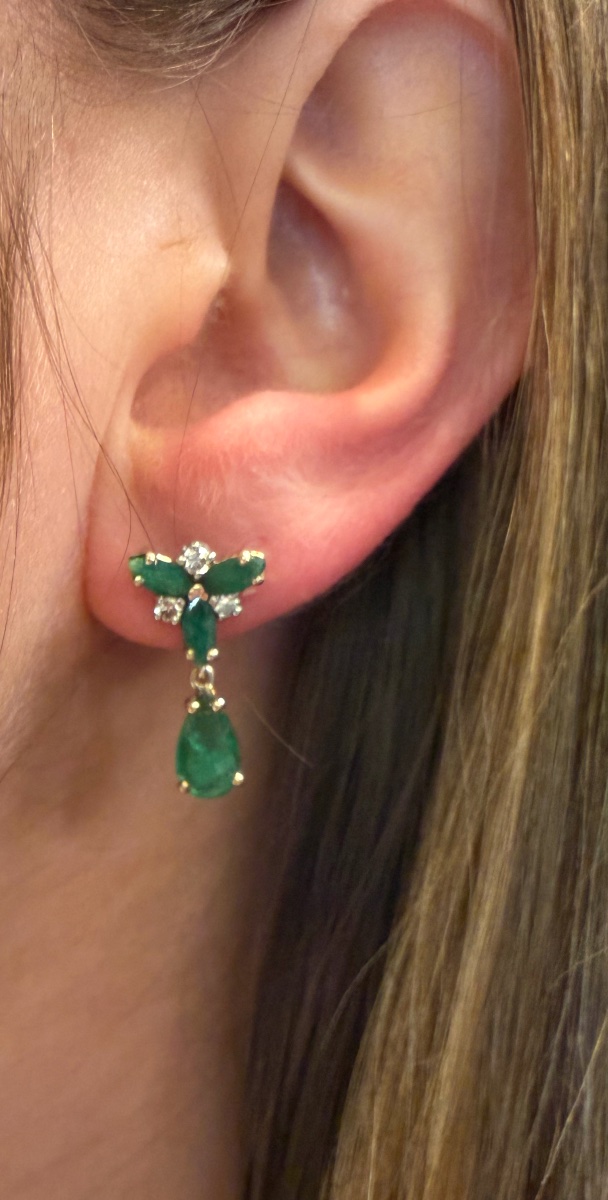 Boucles d'oreille emeraudes et diamants-photo-5