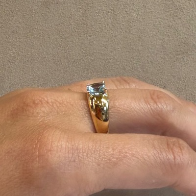 Bague bandeau aigue marine-photo-2