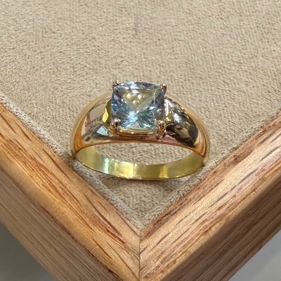 Bague bandeau aigue marine